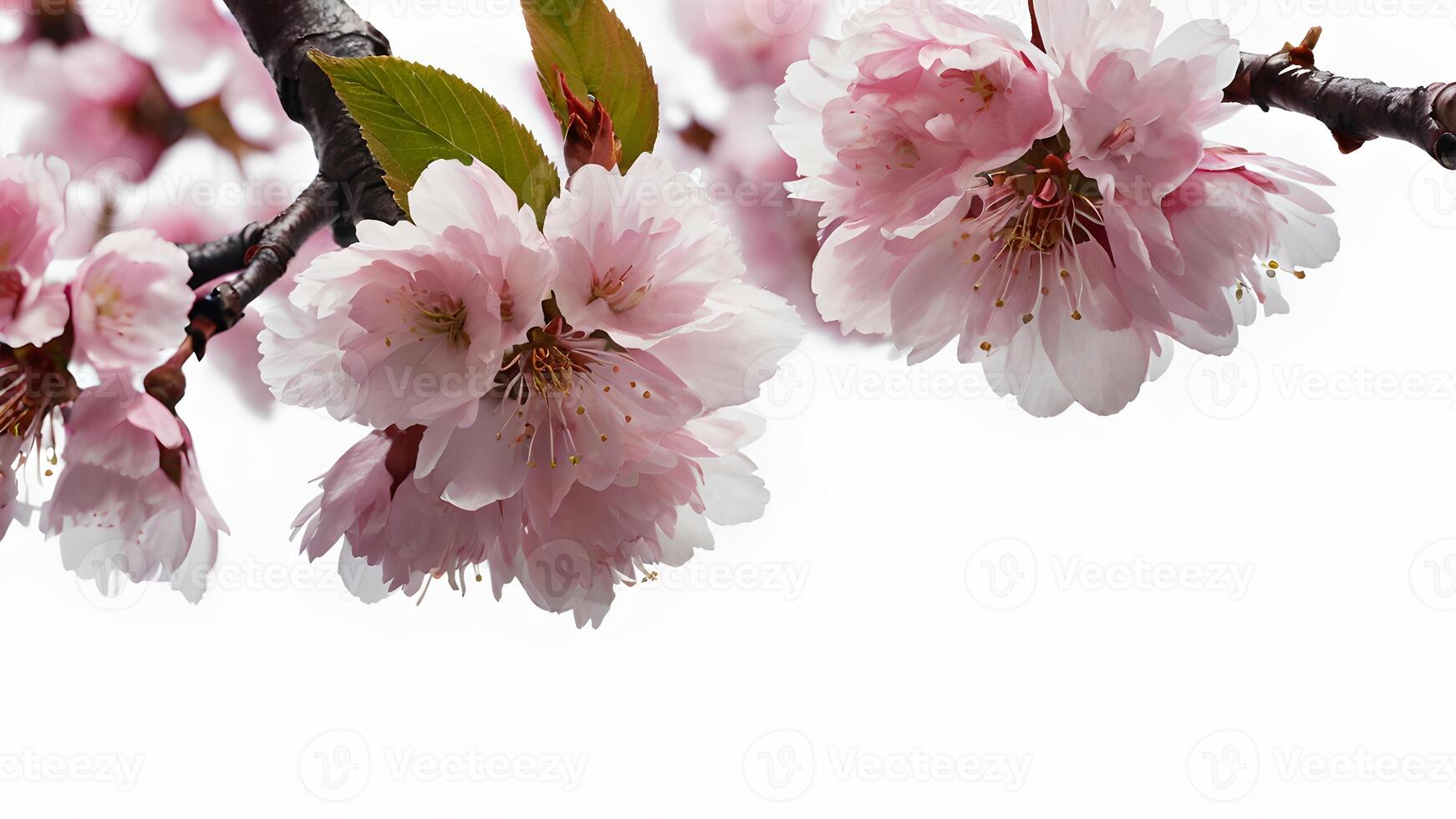 Delicate Pink Cherry Blossoms Blooming in Springtime photo