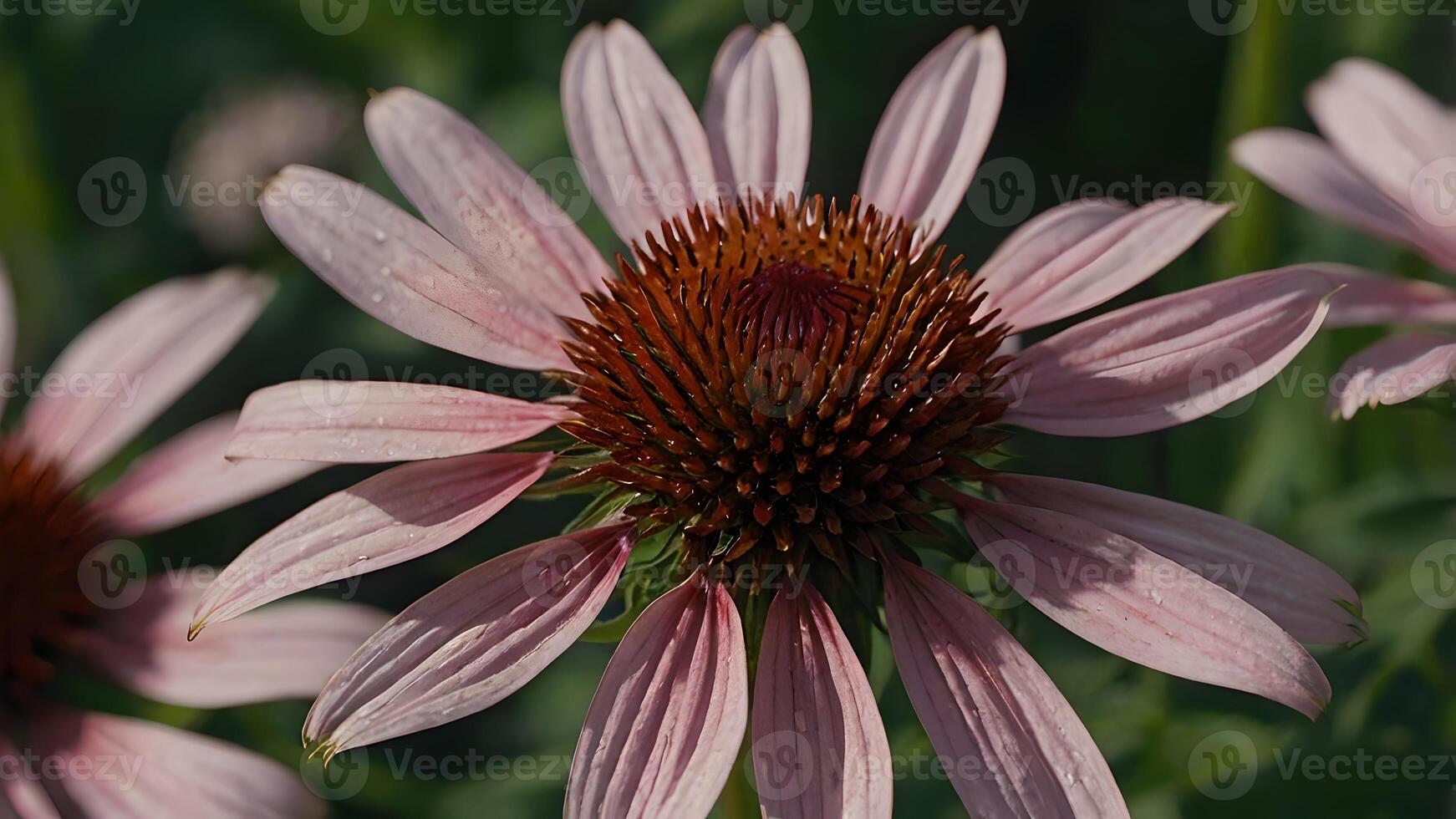 Pink Echinacea Flower with Delicate Petals and Detailed Cone Closeup photo