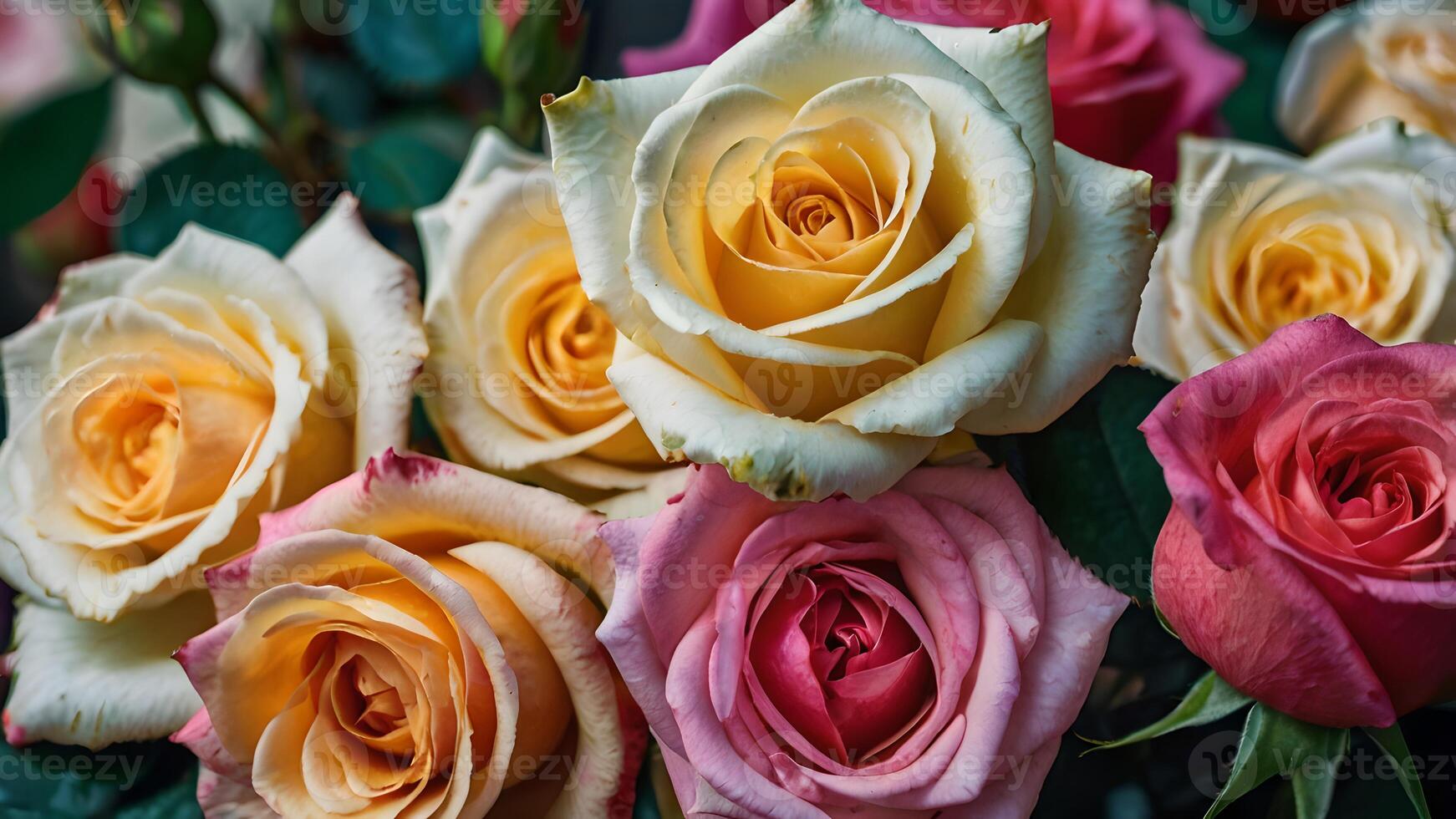 A Bouquet of Vibrant Roses in Full Bloom photo