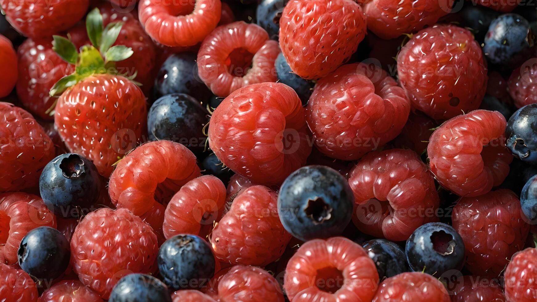 Fresh Berries and Strawberries Mix Close Up photo