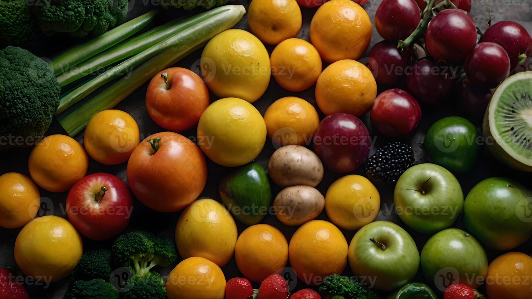 A Vibrant Display of Fresh Fruits and Vegetables photo