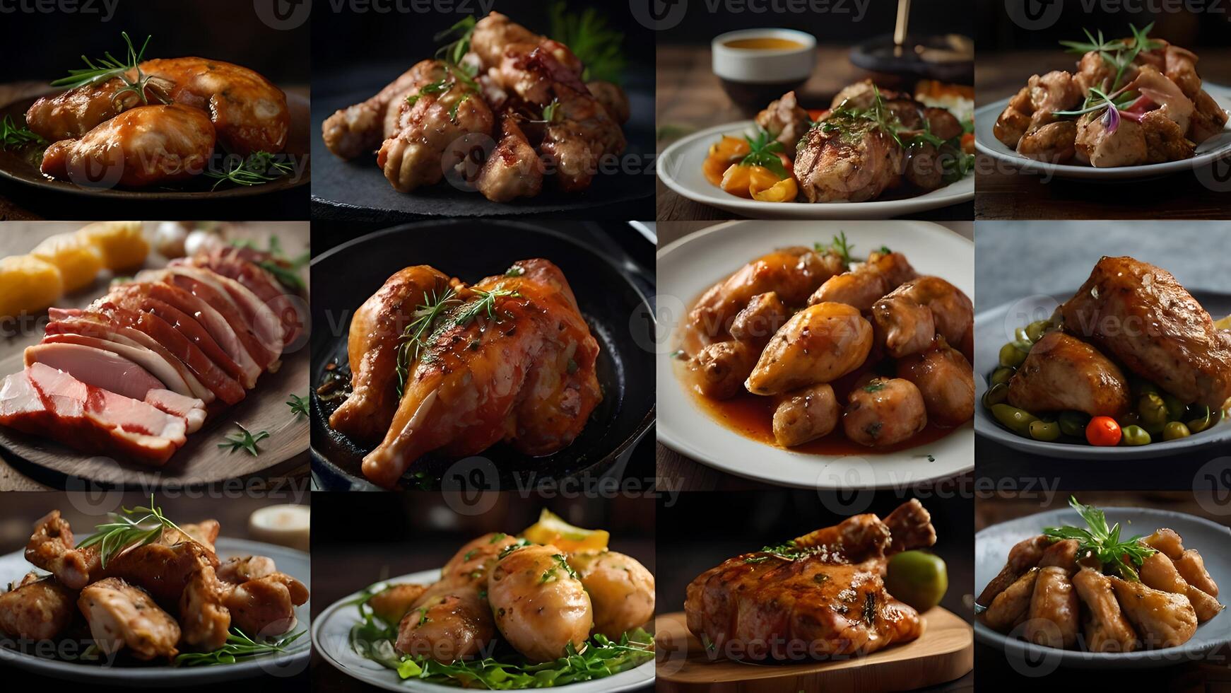 A Culinary Collage of Fresh Meat and Chicken Dishes photo
