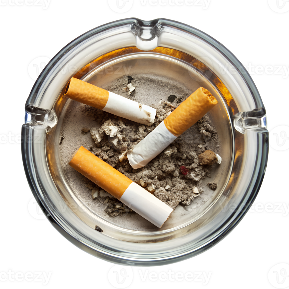 top view, Ashtray isolated on a transparent background png