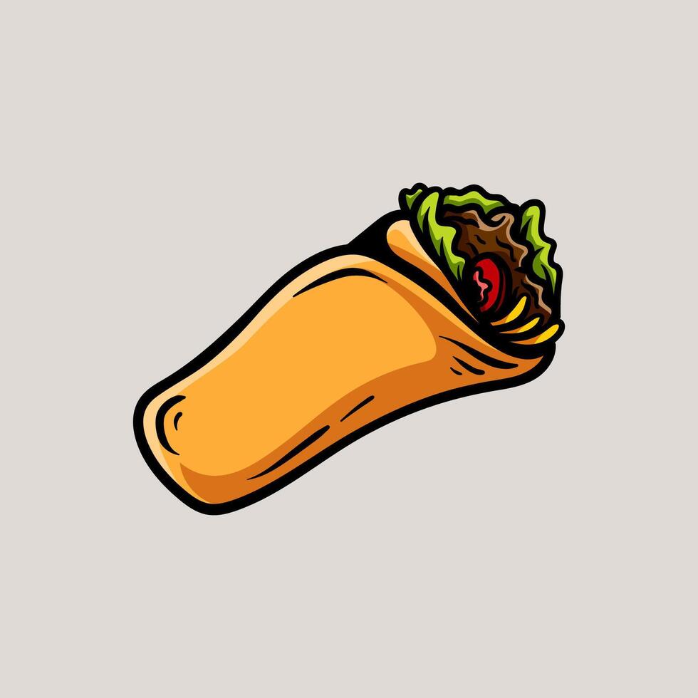 burrito line art style sketch classic vintage design illustration vector
