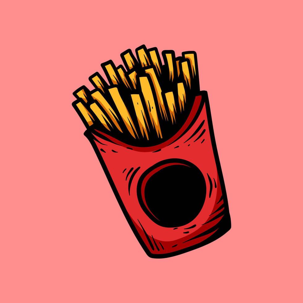 french fries line art style sketch classic vintage design illustration vector