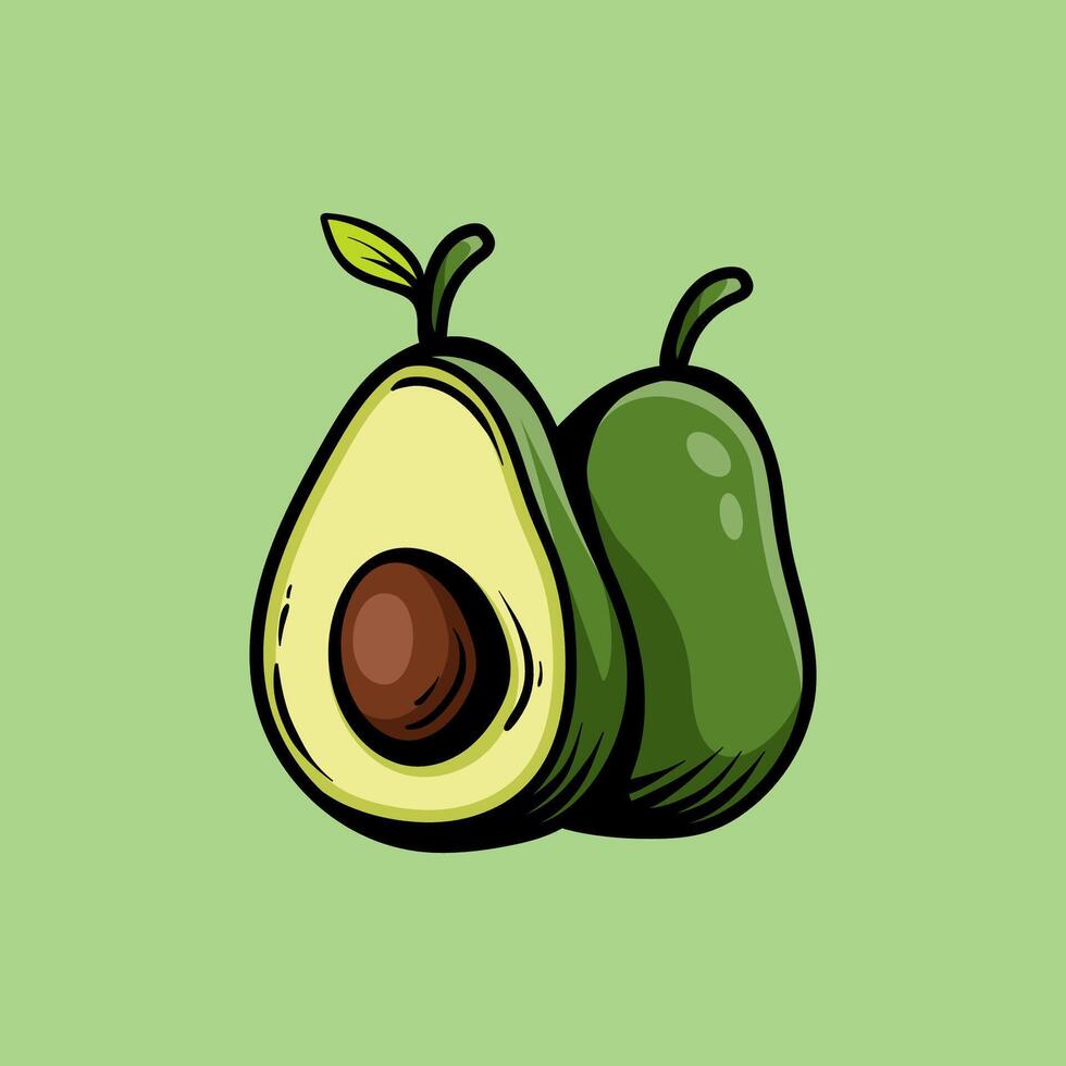 two avocados drawing coloring line art style sketch classic vintage design illustration vector