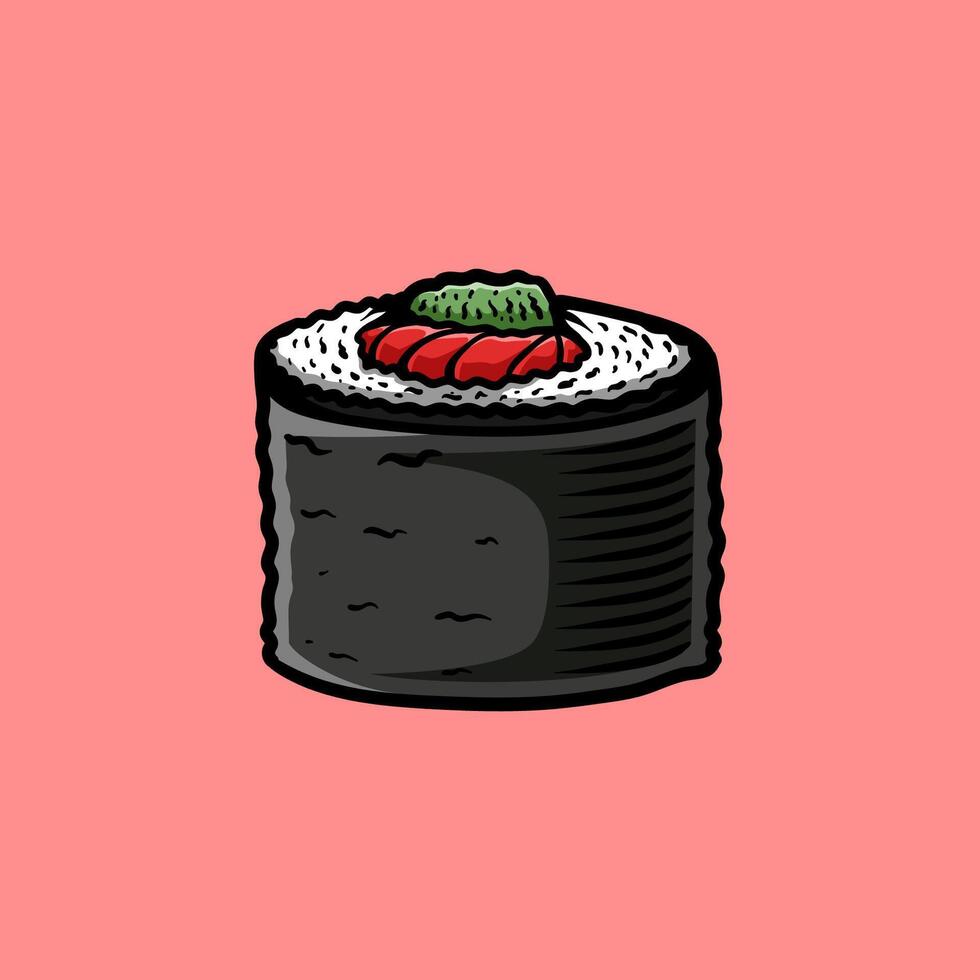 sushi drawing coloring line art style sketch classic vintage design illustration vector