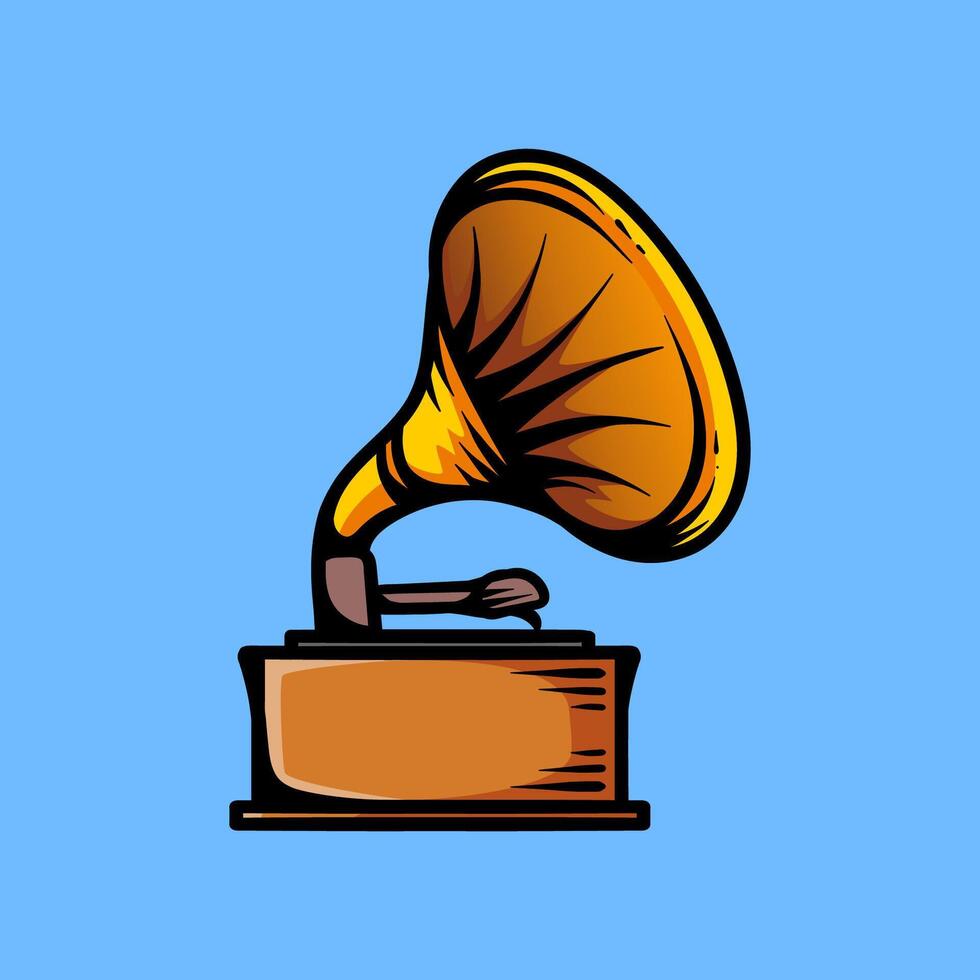 gramophone drawing coloring line art style sketch classic vintage design illustration vector
