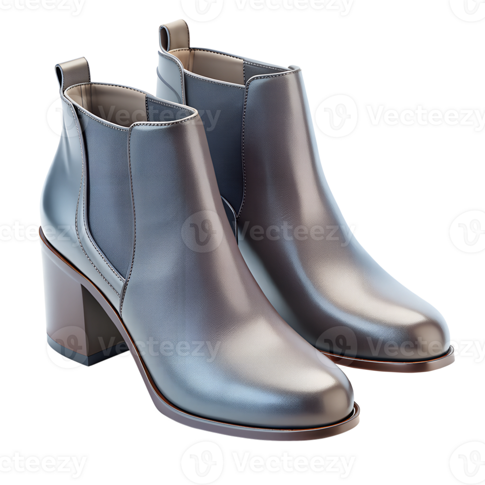 3d rendering style of Ankle boots, isometric, isolated on transparent background png