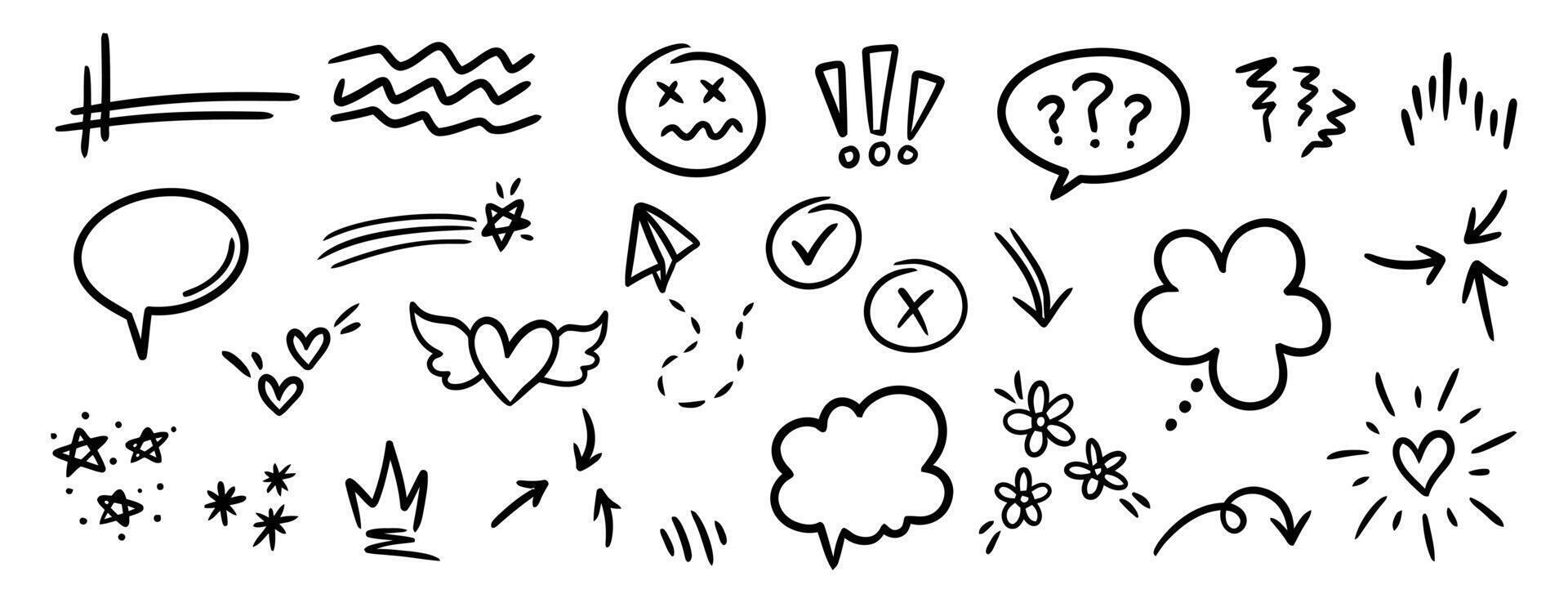 valentines day doodle collection, Cute love set doodle on white background. vector
