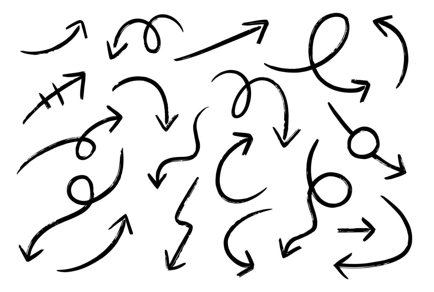 Set of Hand drawn arrows doodle on white background vector