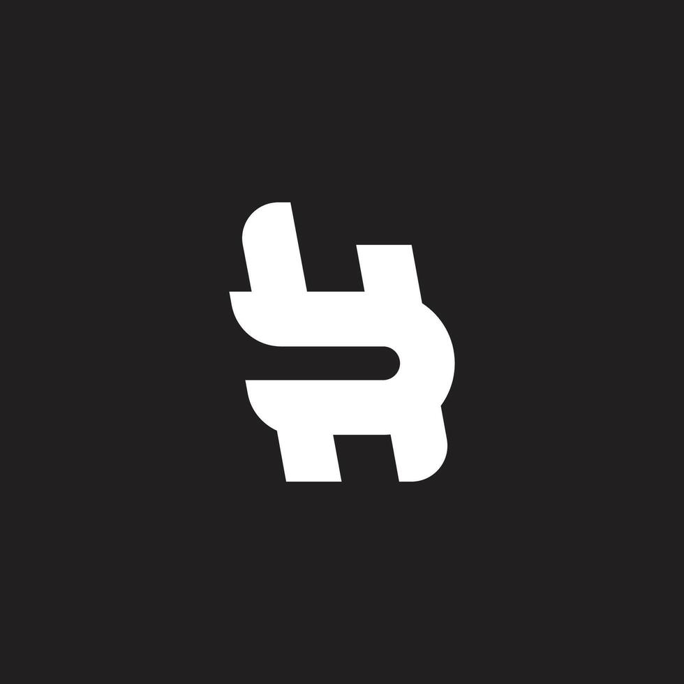 letter hb sillhouette simple geometric logo vector