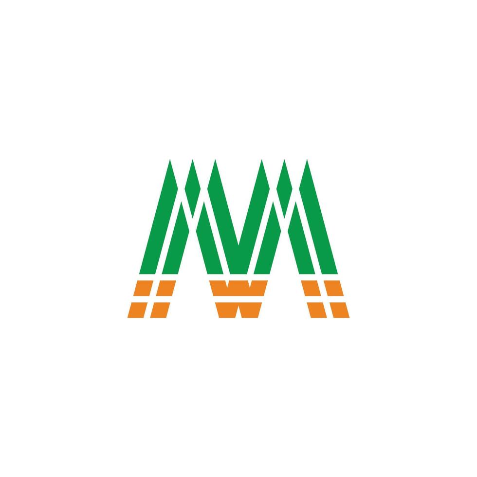 letter m abstract pencil shapes simple logo vector