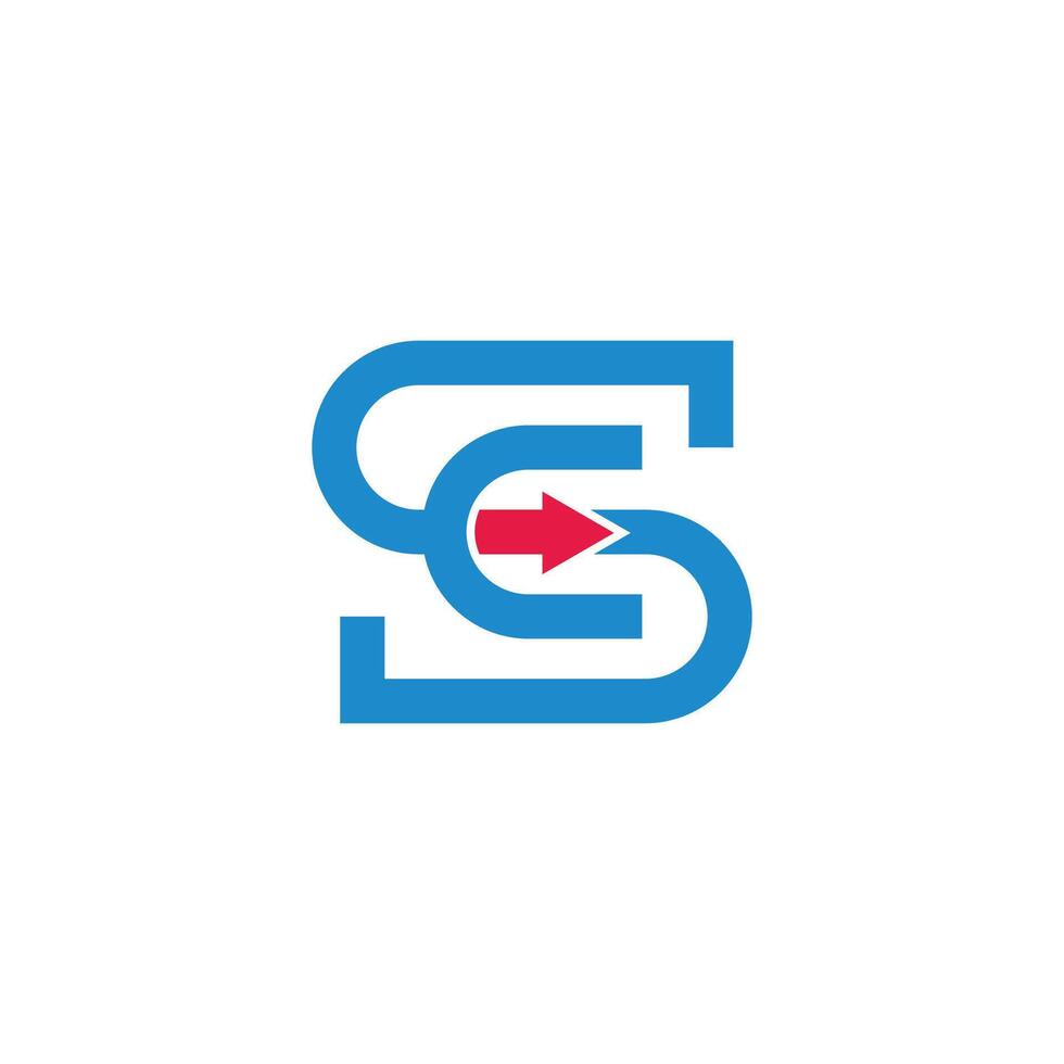 letter sc overlapping motion arrow geometric logo vector