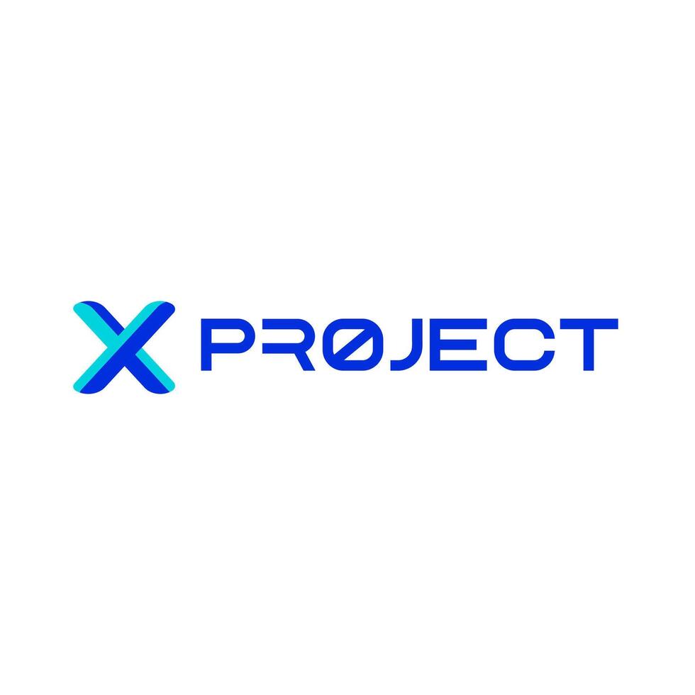 Modern X Project Logo with Dynamic Blue and Grey Colors vector