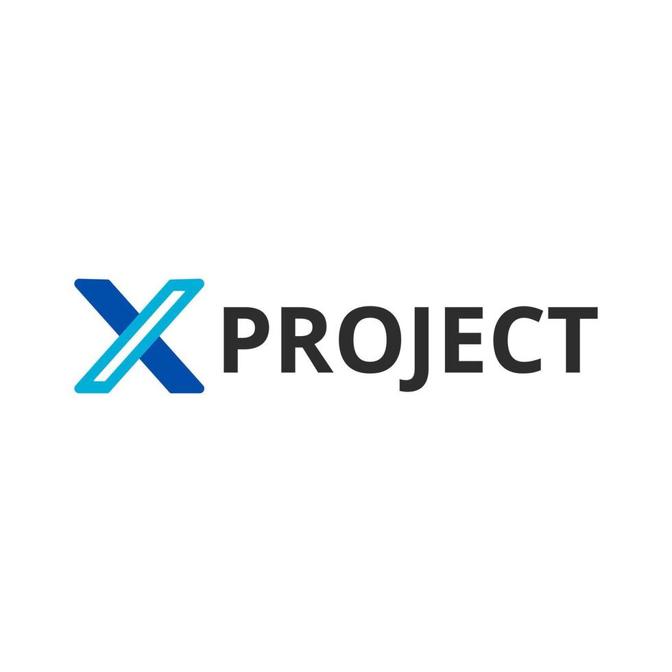 X Project Logo with Futuristic Blue and Geometric Accents vector