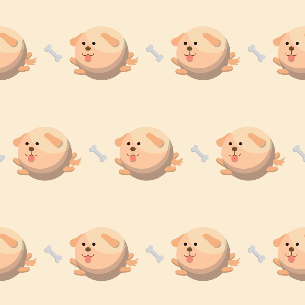 Seamless continuous illustration of dog with bones background vector