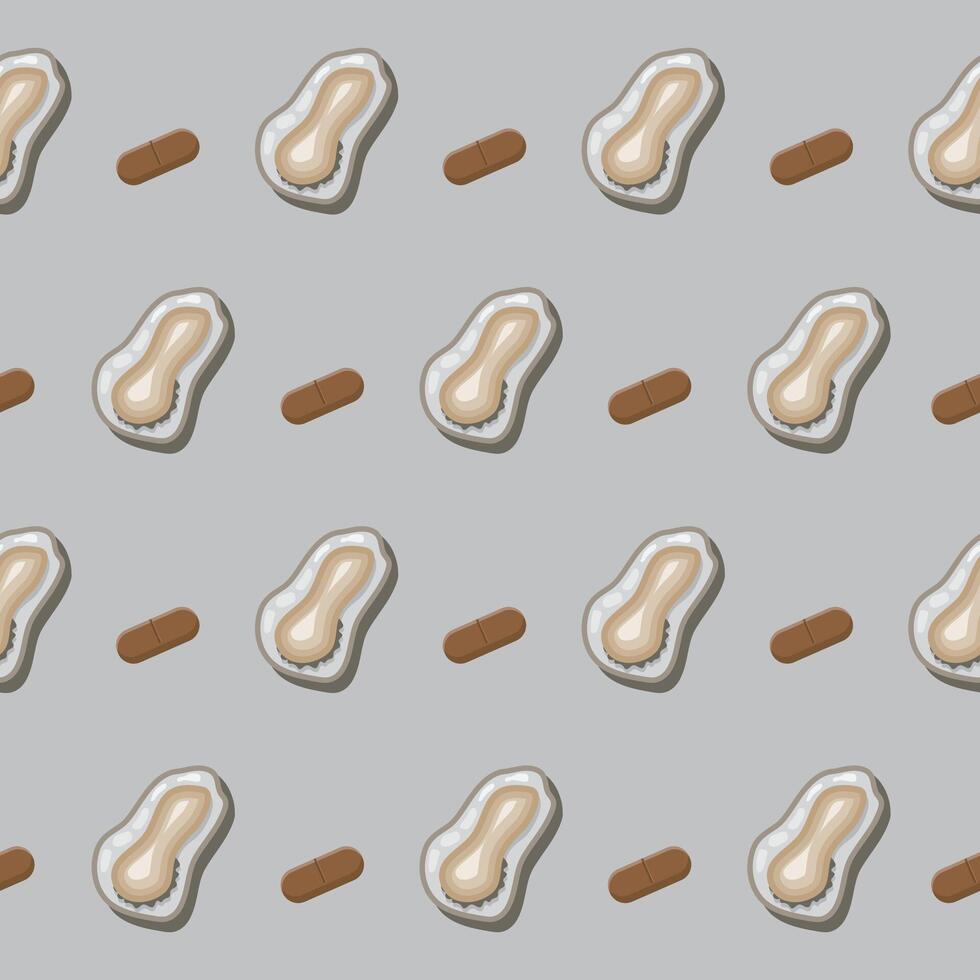 Seamless continuous illustration of oysters with zinc background vector