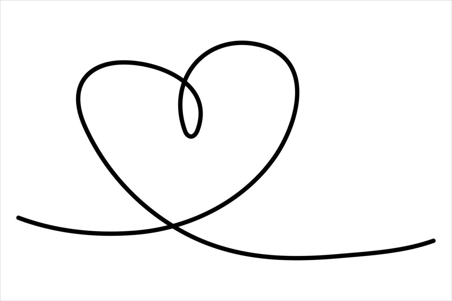 Single stroke heart outline art vector