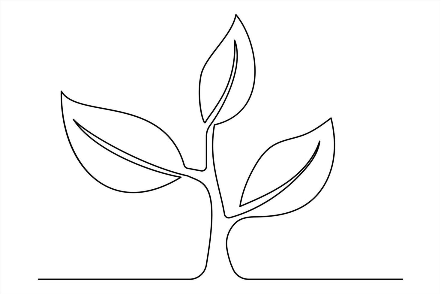 Stylized one-line plant growth illustration emphasizing natures elegance and simplicity vector