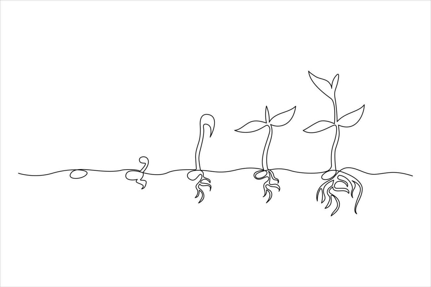 Timeless continuous line illustration of plant growth capturing the essence of nature vector