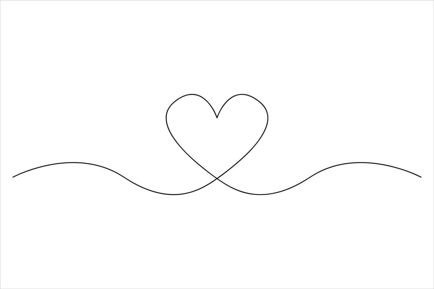 Elegant heart in a single line vector