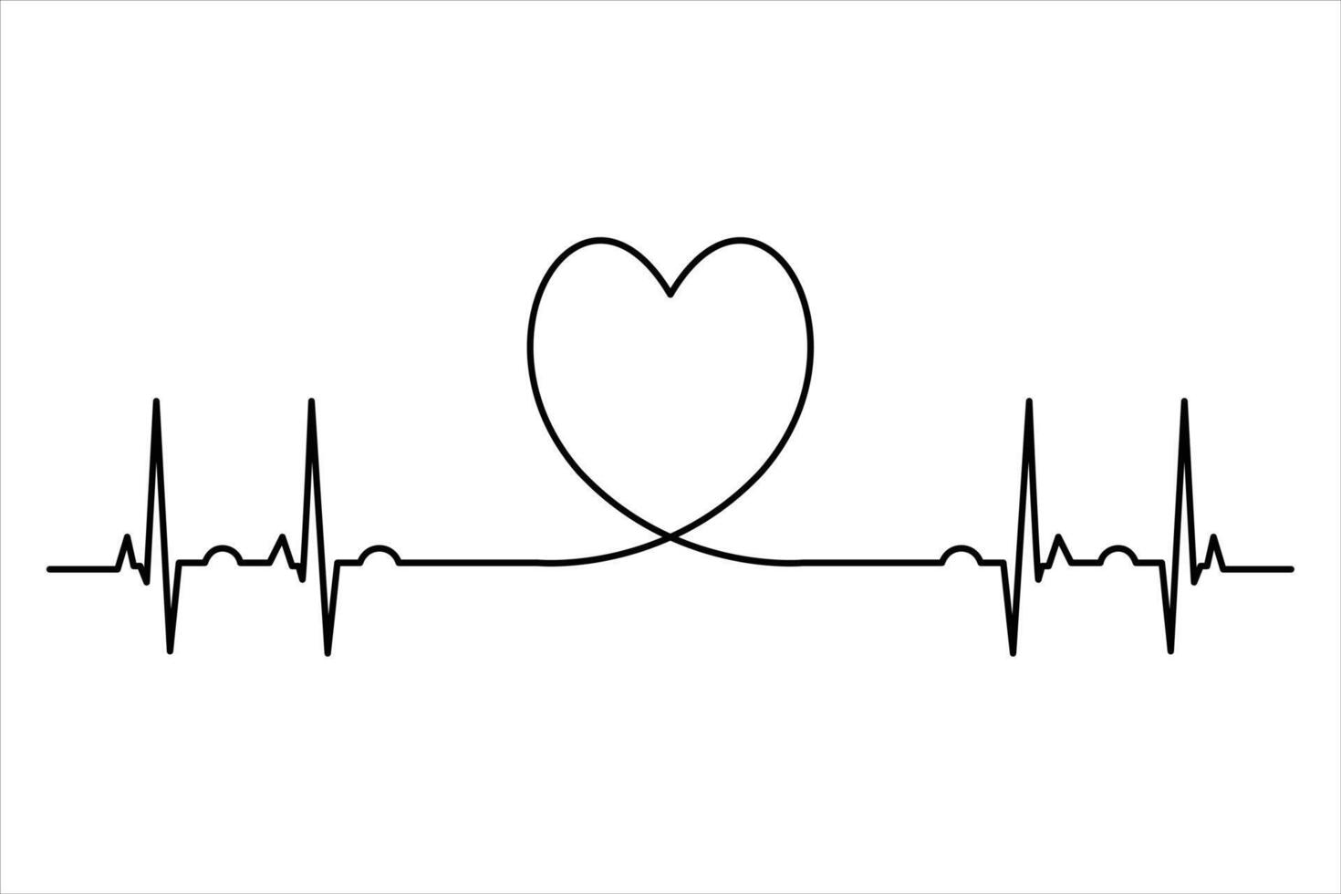 Elegant heart drawing in one continuous line vector