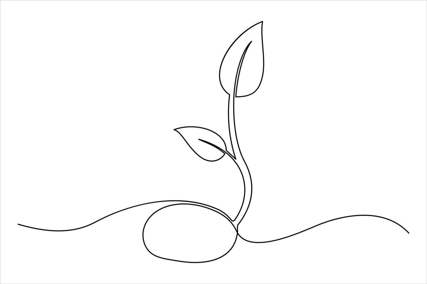 Intricate one-line plant growth outline art merging nature and modern aesthetics vector