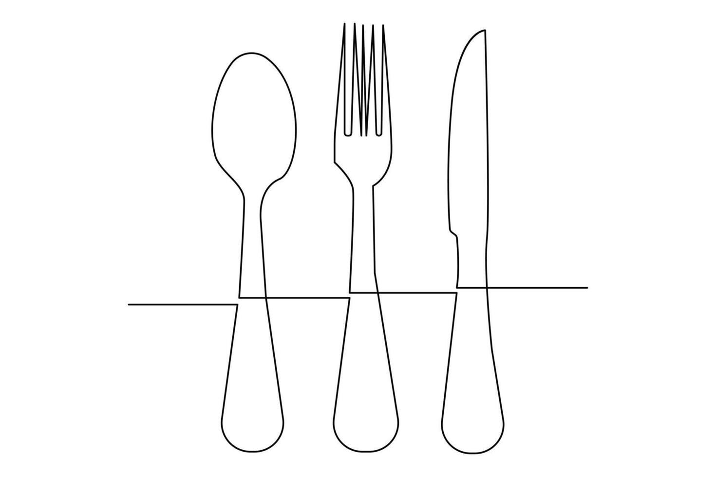 Abstract one line knife and fork outline art illustration for creative use vector