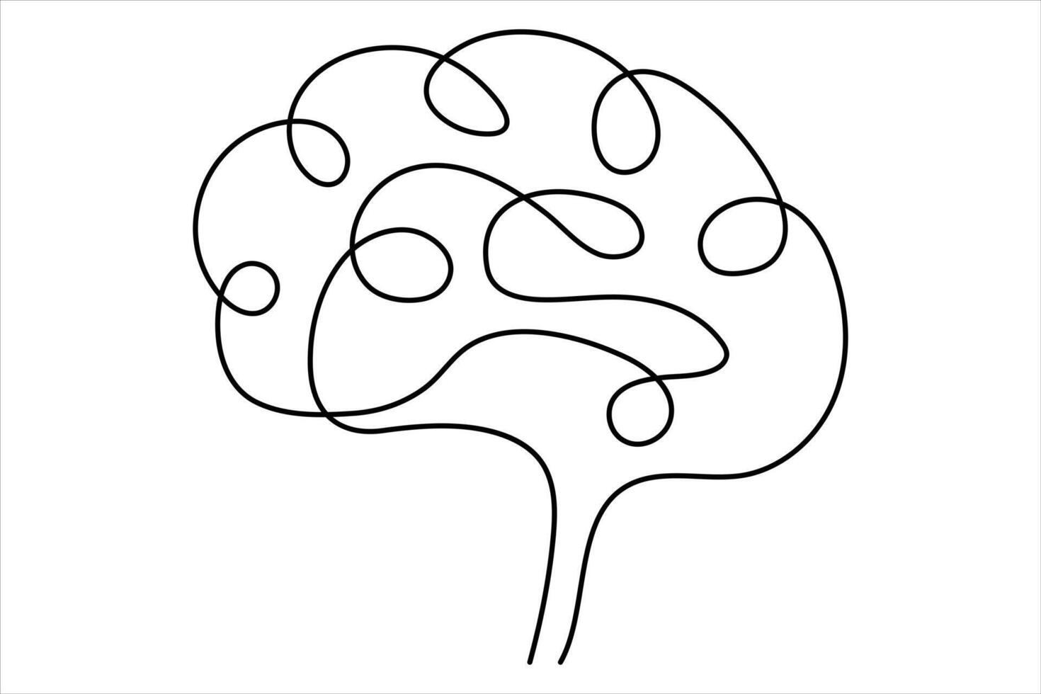 Simple continuous one line human brain art for medical and graphic design vector