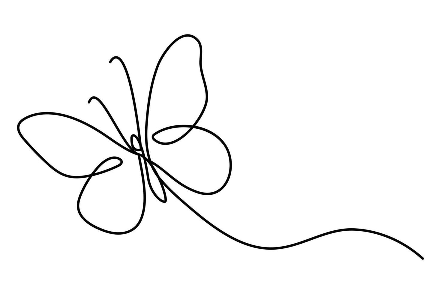 Continuous butterfly outline illustration for elegant branding projects vector