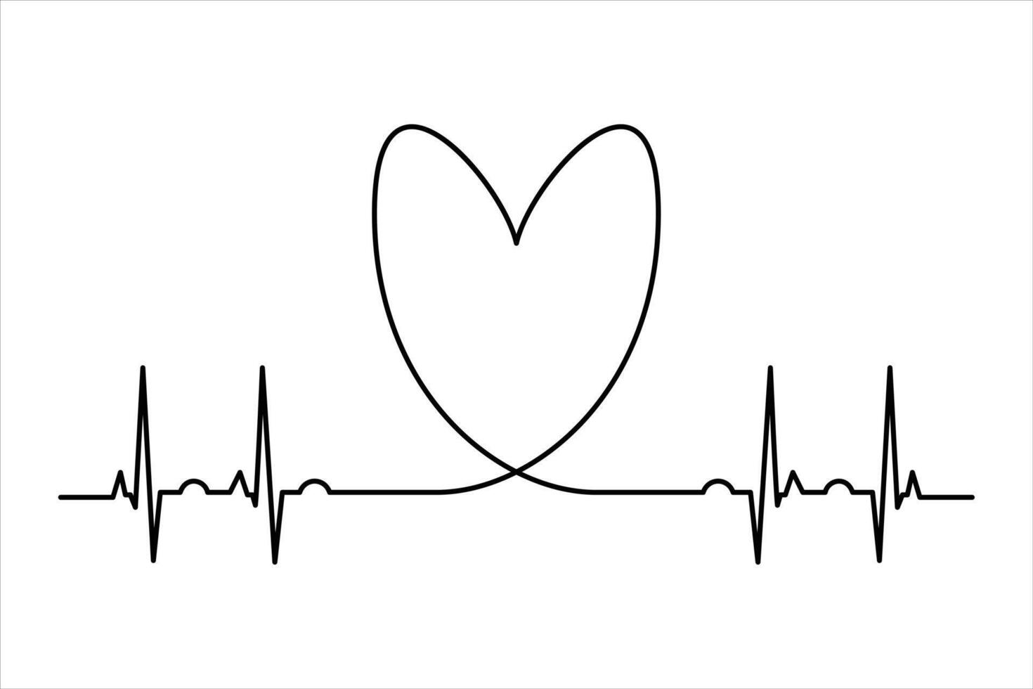 Simple continuous heart drawing vector