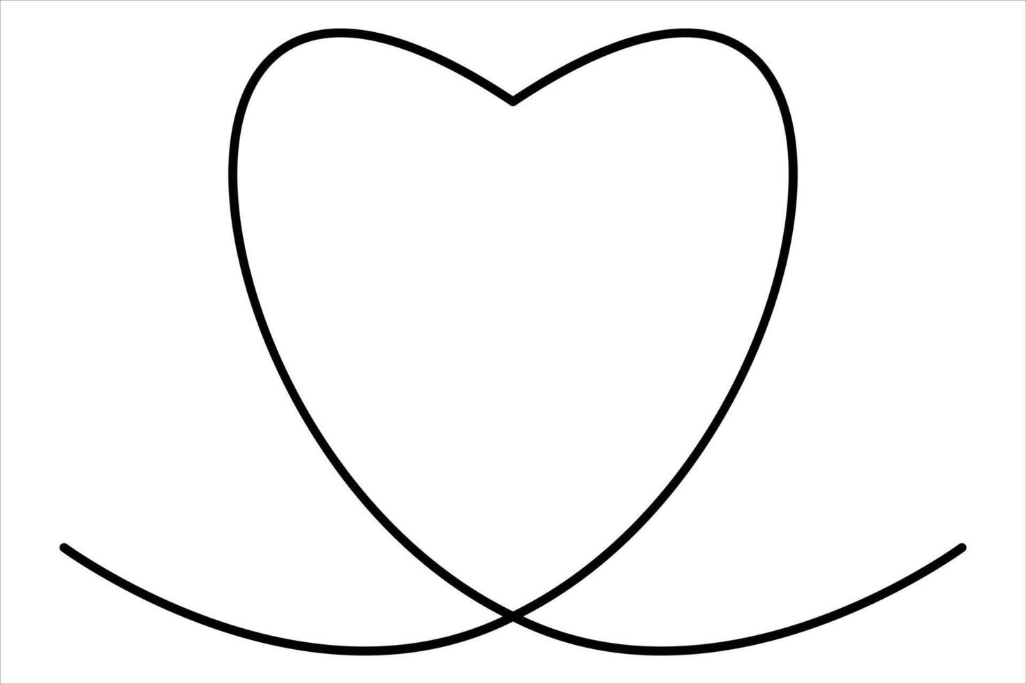 Stylized one line heart outline art design vector