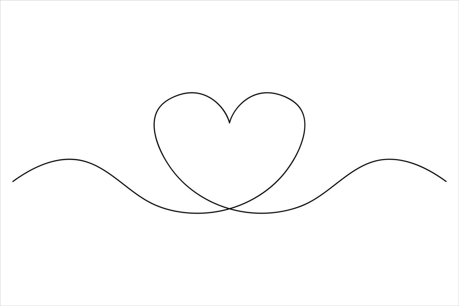 Simple heart outline in one line art vector
