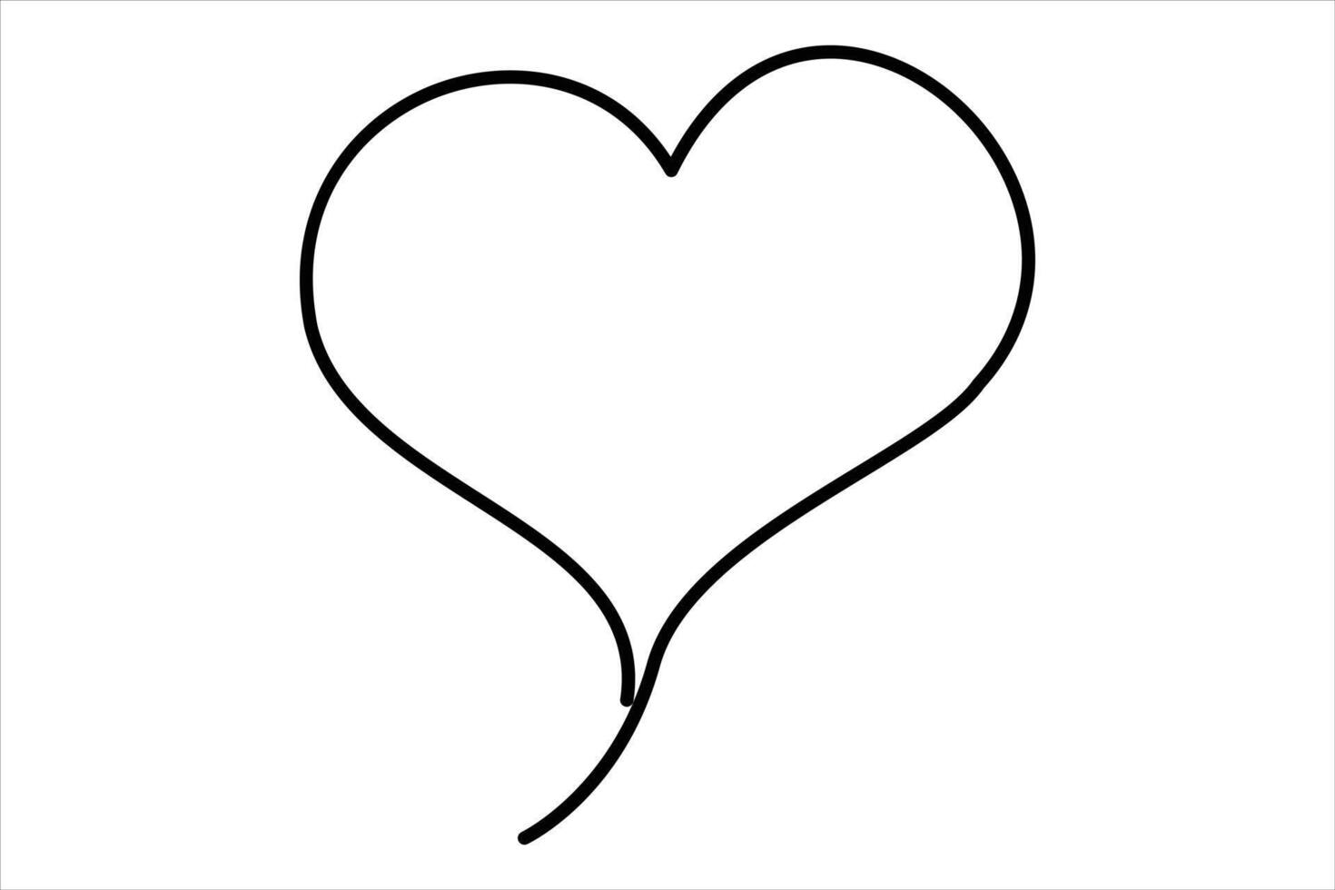 Single stroke heart outline art vector