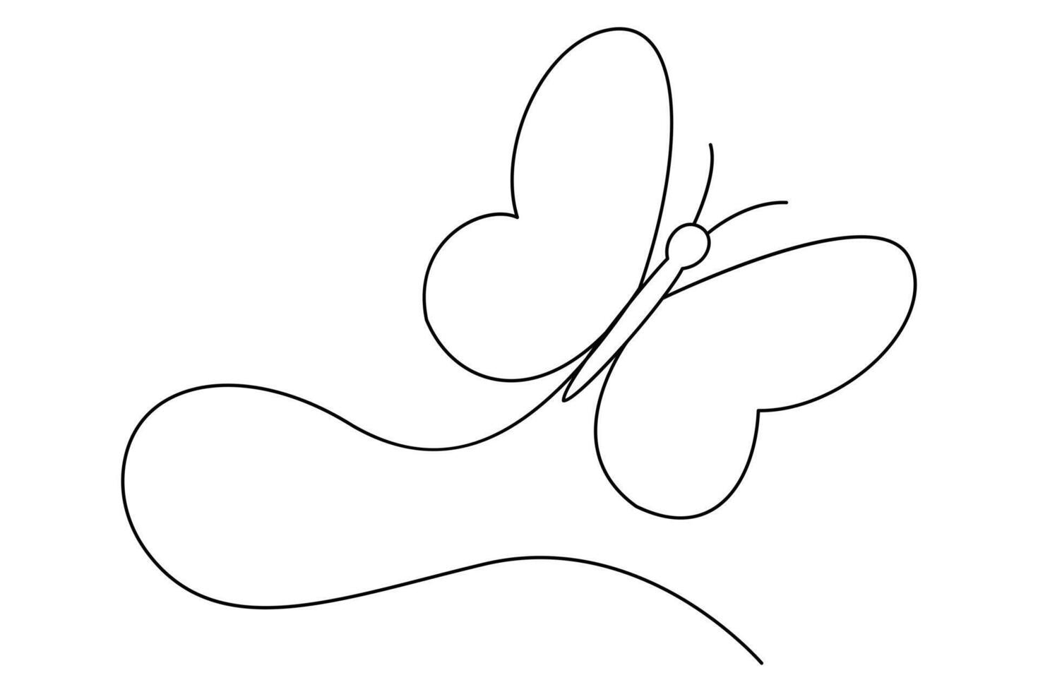 Abstract one line butterfly outline art for artistic designs vector