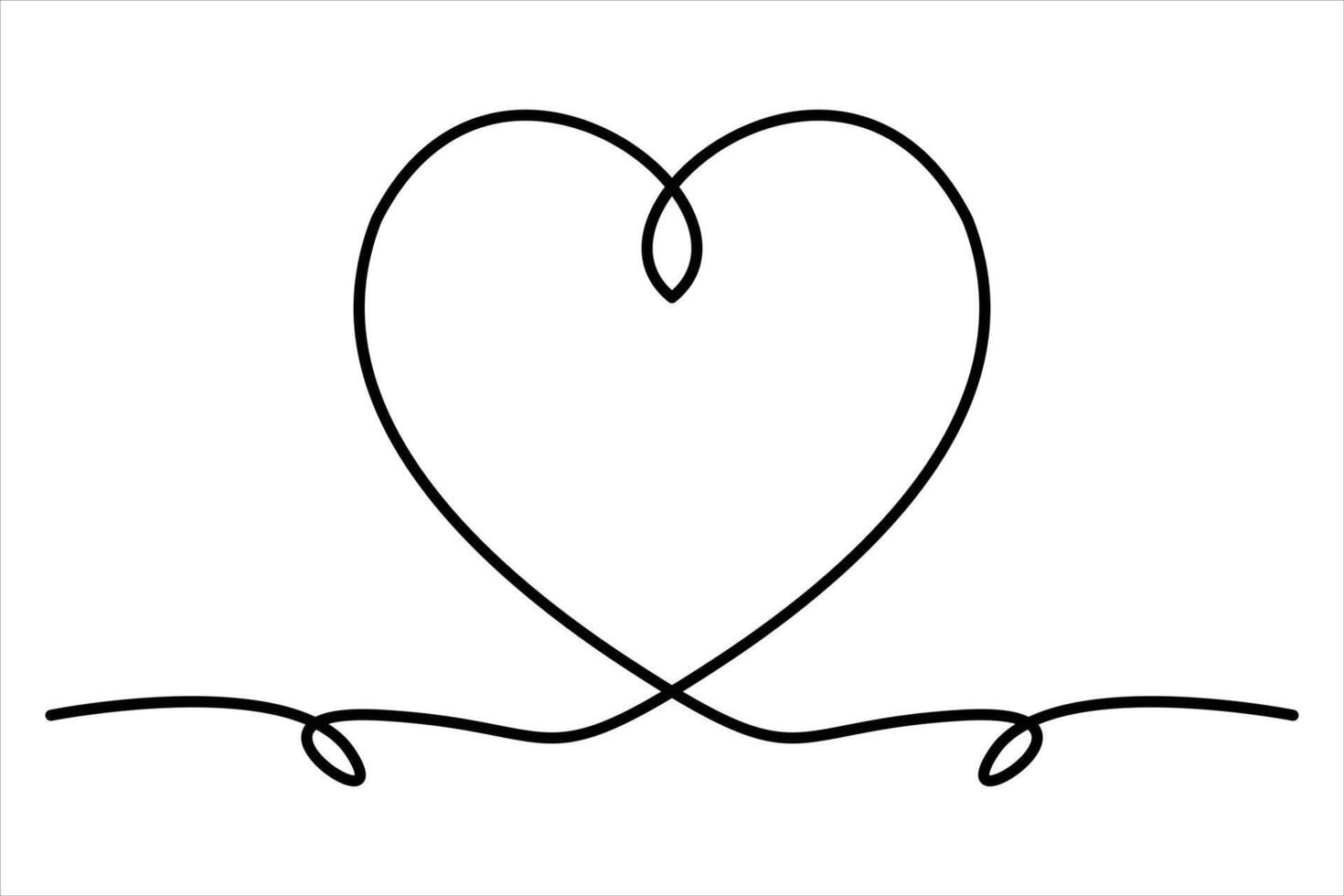 Graceful heart design in continuous line art vector