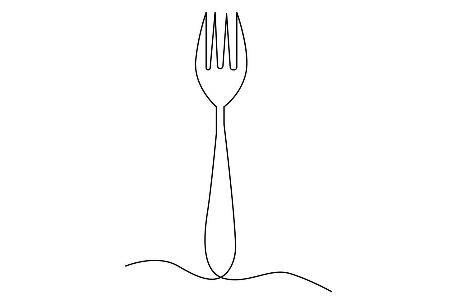 Elegant continuous one line knife and fork outline art illustration vector
