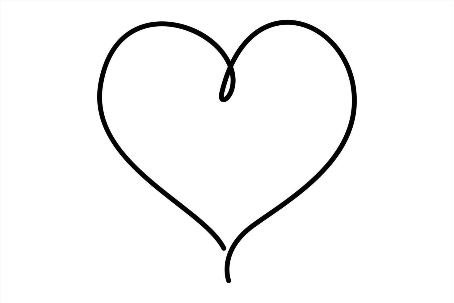 Modern one line art heart outline vector