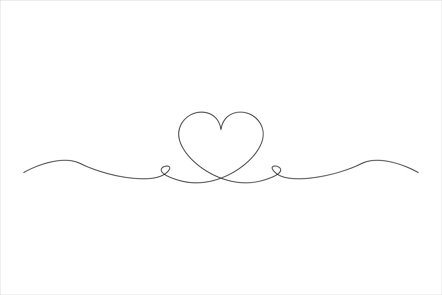 Continuous single line heart sketch vector