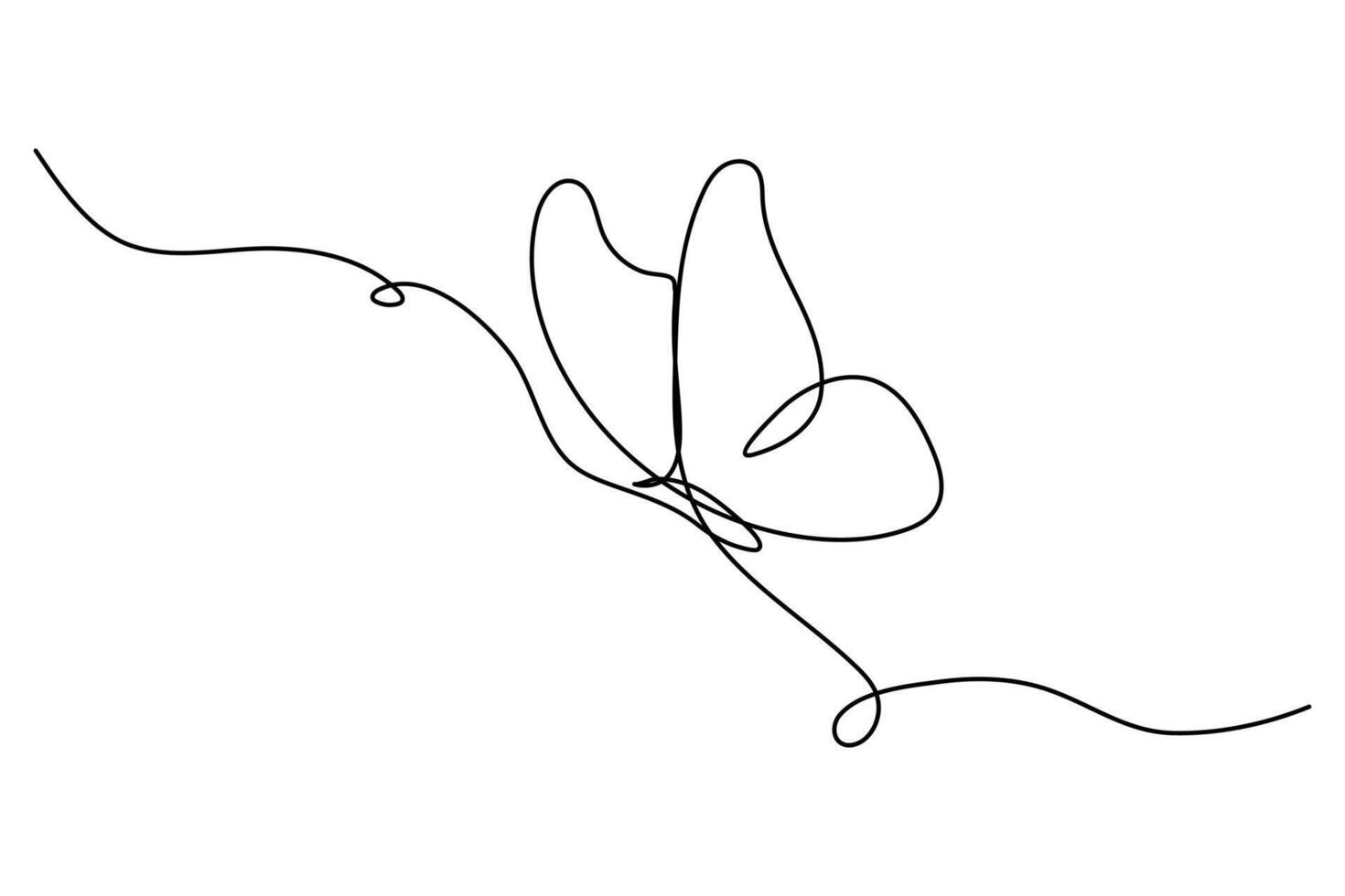 Modern minimalist continuous line butterfly outline illustration vector