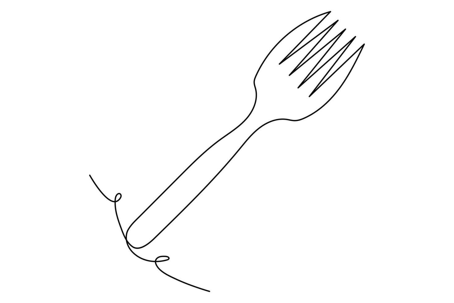Minimalist continuous line knife and fork outline for graphic design vector