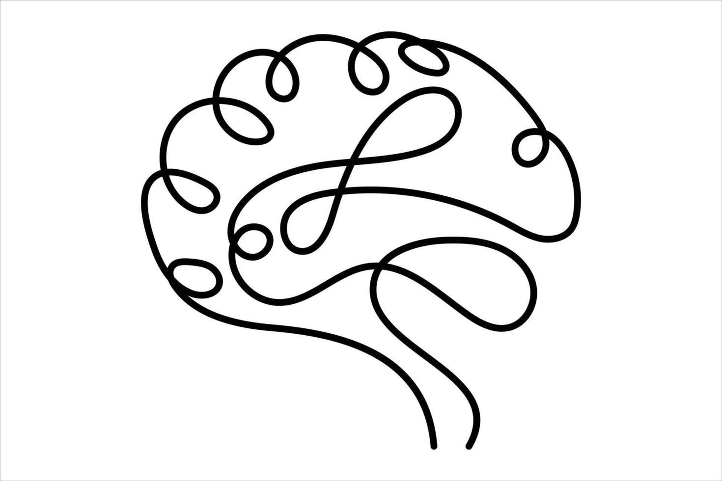 Single line human brain outline for neuroscience and educational designs vector