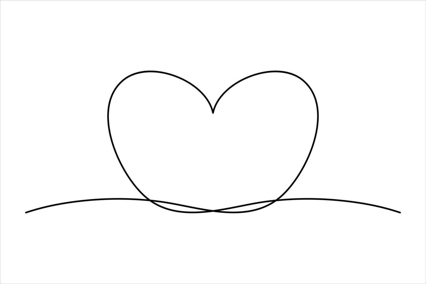 One Continuous Line Minimal Heart drawing vector