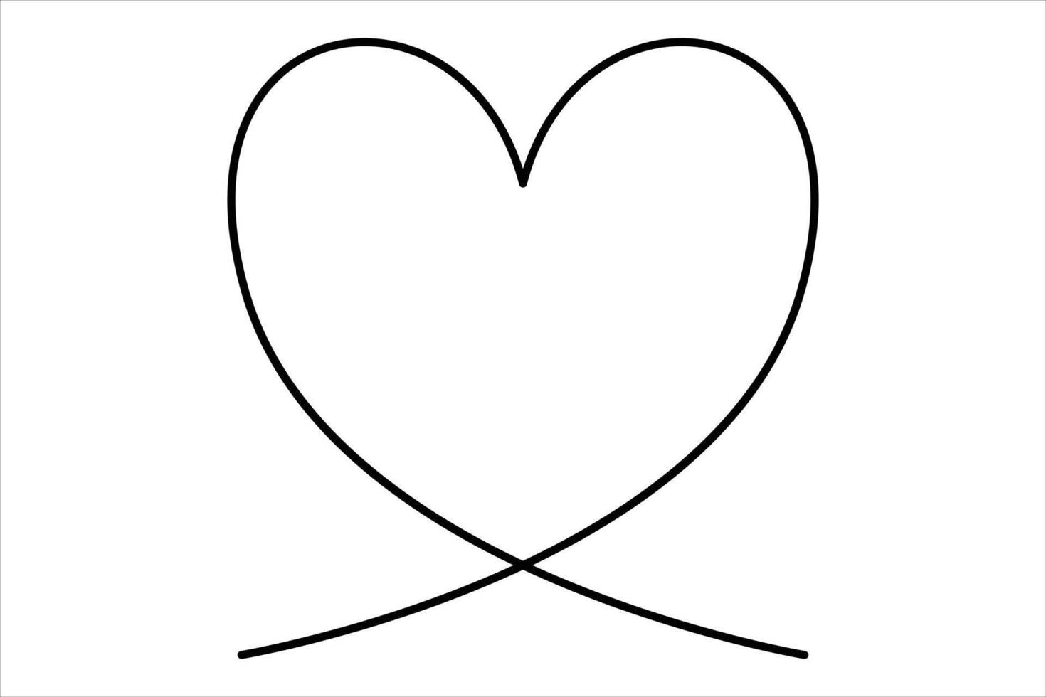 Elegant heart drawing in one continuous line vector