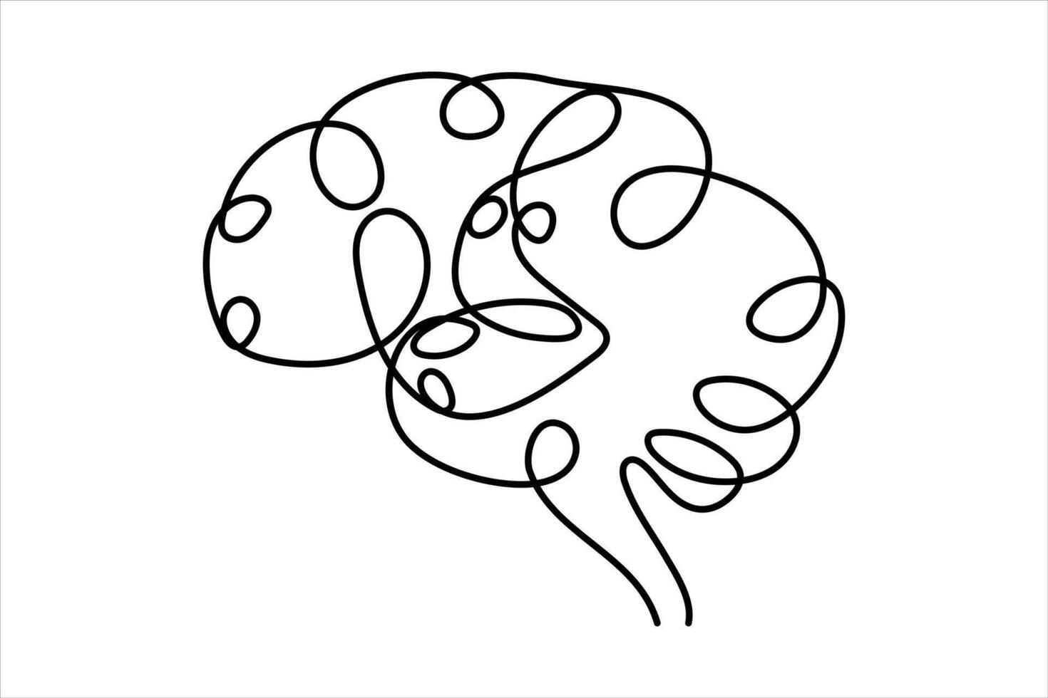 Elegant continuous one line human brain outline art illustration vector