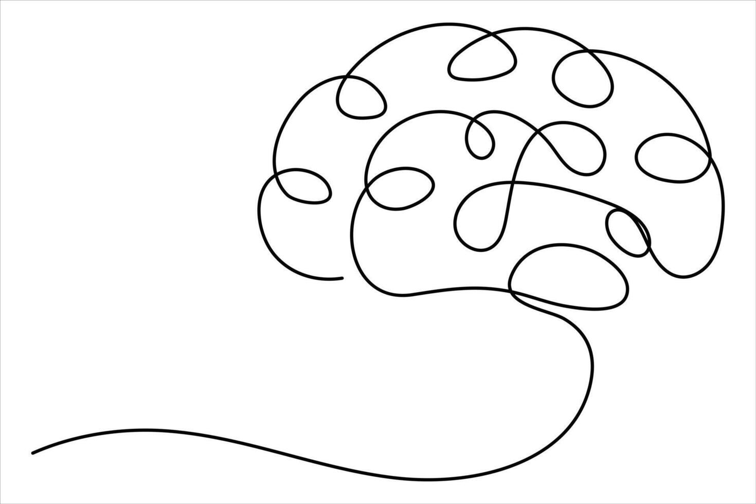 Single line human brain outline for neuroscience and educational designs vector