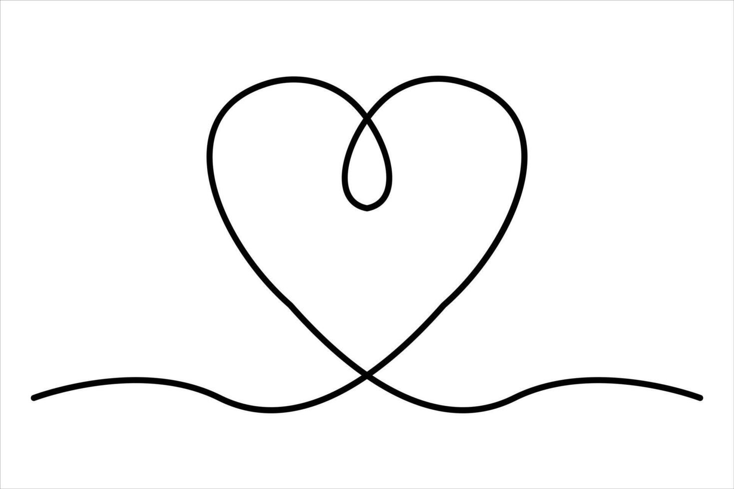 One line heart outline art Illustration vector