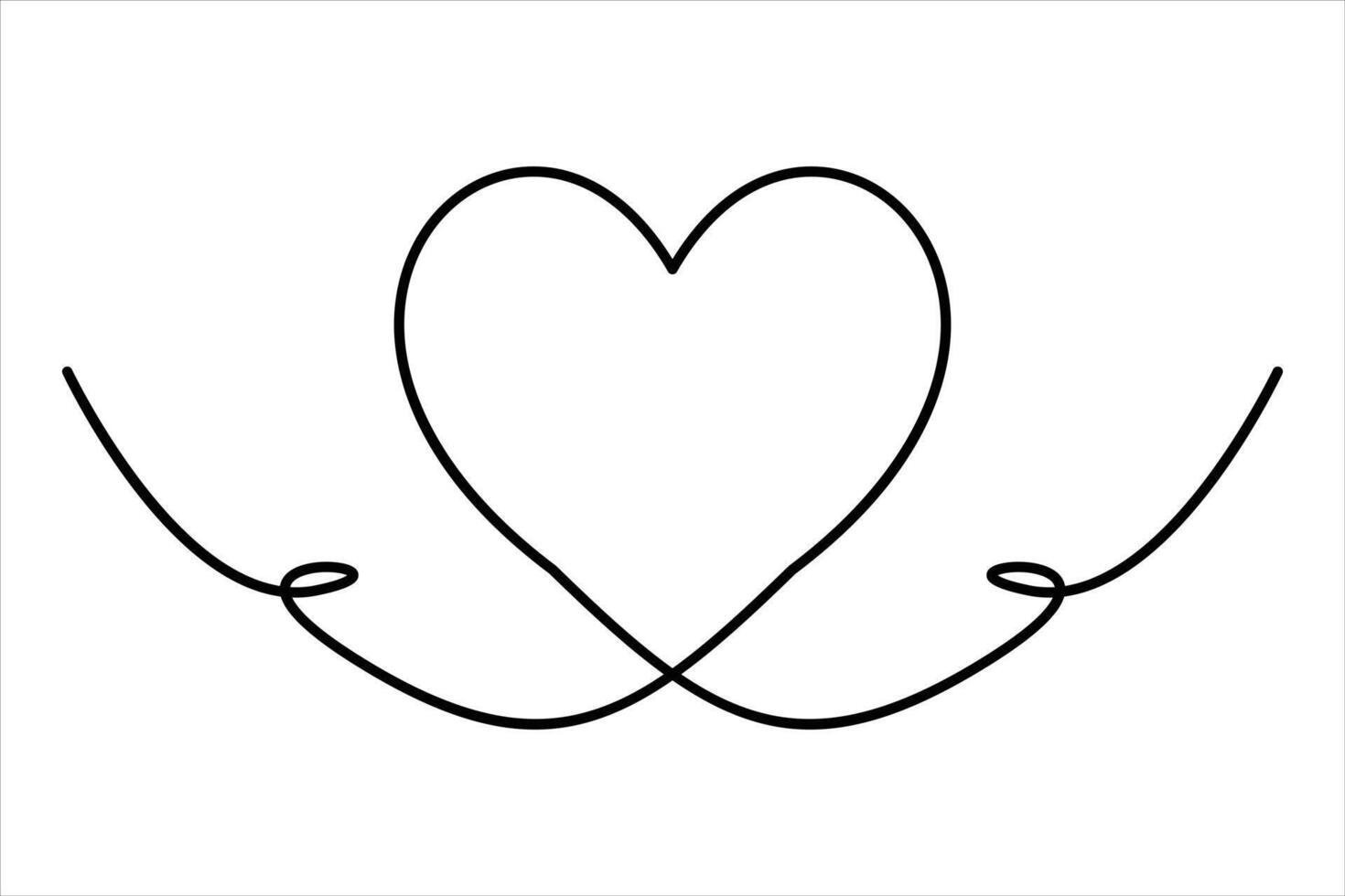 One-Line heart sketch with elegant flow vector