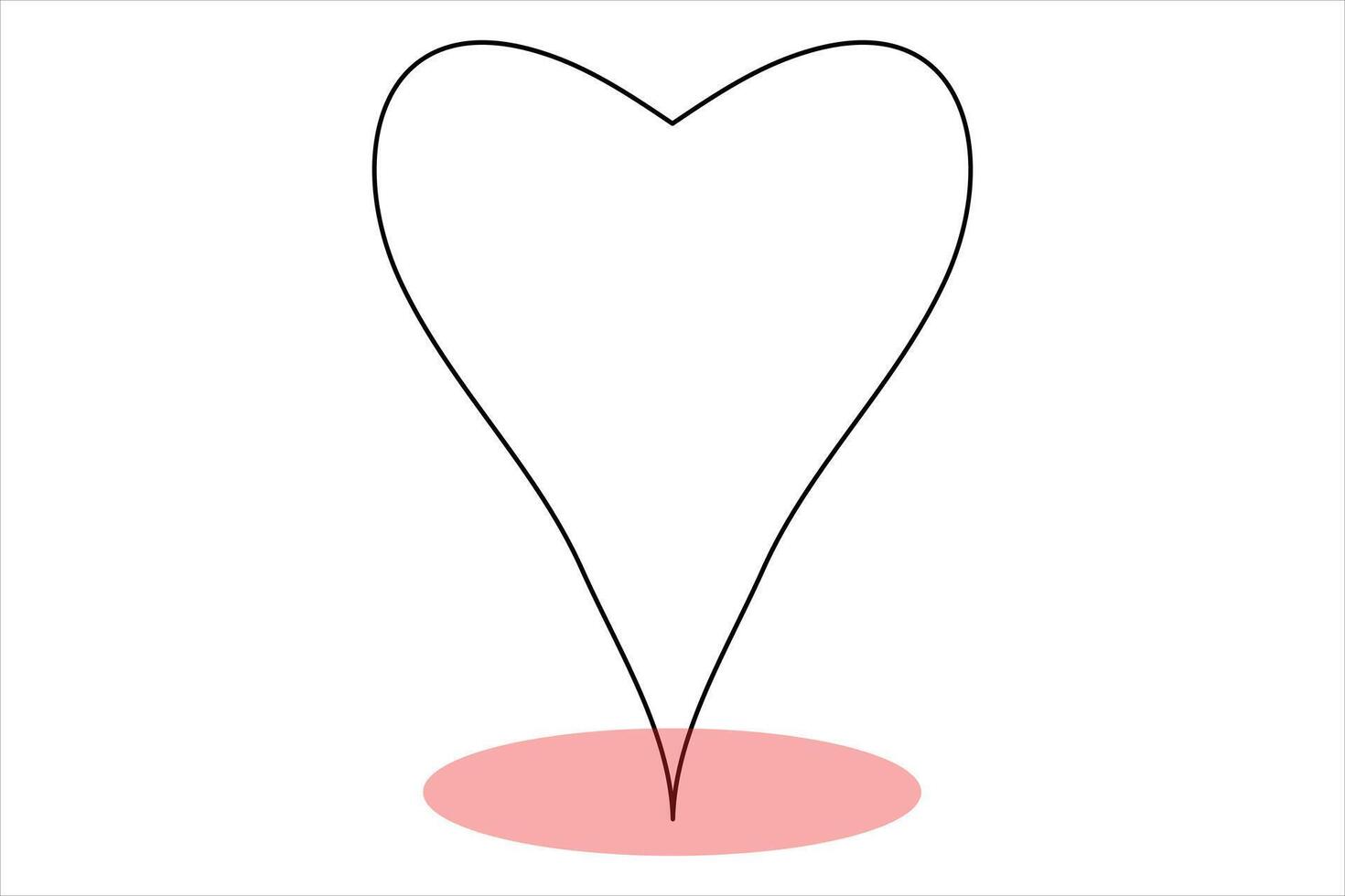 Flowing line heart symbol drawing of outline illustration vector